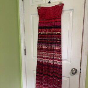 Soma Summer Strapless Dress Women's size XS with Pockets! Pink Coral Black